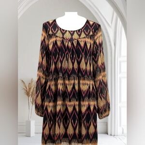 Express Black and Gold Geometric Midi Dress SIZE SP